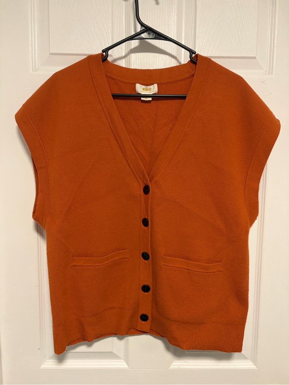 Maeve Anthropology Rust Orange V-Neck Button Front Sleeveless Sweater Vest
